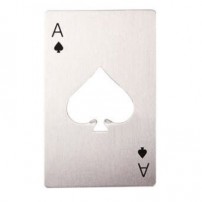 Décapsuleur en métal argenté format carte de poker (vendu à l'unité)