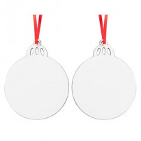 Décoration de Noël à suspendre en MDF recto/verso forme Boule de Noël 7,6 x 9,4 cm (vendu à l'unité)