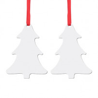 Décoration de Noël à suspendre en MDF recto/verso forme Sapin 7,6 x 10,2 cm (vendu à l'unité)