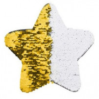 Ecusson thermocollant or à sequins réversibles blancs forme étoile 18 x 18 cm (vendu à l'unité)