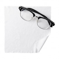 Essuie-lunette souple en microfibre blanc avec bordure zigzag 17,8 x 17,8 cm (vendu à l'unité)