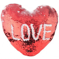 Housse de coussin coeur rouge 39 x 44 cm à sequins réversibles blancs pour sublimation (vendu à l'unité)