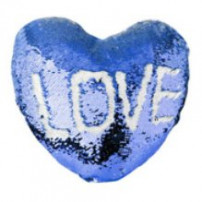 Housse de coussin coeur bleu royal 39 x 44 cm à sequins réversibles blancs pour sublimation (vendu à l'unité)