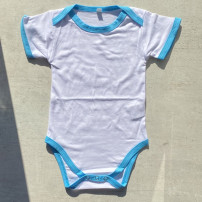 Body bébé Royal Subli manches courtes blanc avec bords bleus 190 gr/m² - 4 tailles (vendu à l'unité)