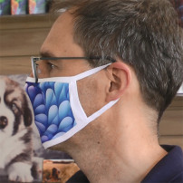 Masque respiratoire blanc 100% polyester extérieur 80% coton intérieur taille L 19 x 12 cm (vendu à l'unité)