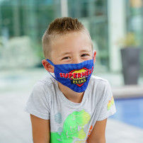 Masque respiratoire blanc 100% polyester extérieur 80% coton intérieur taille enfant jusqu'à 4 ans 13,5 x 7,5 cm (vendu à l'unité)
