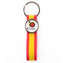 Lot de 100 porte-clés lanière tissu couleur "Espagne" MR25-TS avec marquage rond 