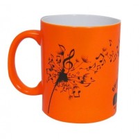 Mug céramique traité 100% polyester couleur orange fluo