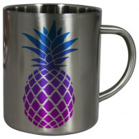 Mug inox  brillant traité polyester H 9,8 cm - Ø 8,2 cm