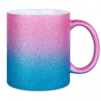 Mug en céramique Glitter (pailletés) avec dégradé de couleurs bleu/rose