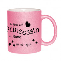 Mug Glitter pailleté en céramique rose intérieur blanc Ø 8 cm H 9,8 cm