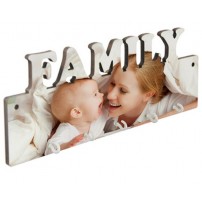 Panneau porte-clés mural FAMILY MDF 27,5 x 10 cm avec 5 crochets (vendu à l'unité)