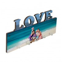 Panneau porte-clés mural LOVE MDF 27,5 x 10 cm avec 5 crochets (vendu à l'unité)