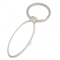 Porte-clé décapsuleur ovale en métal 3,3 x 9 cm avec plaque sublimable (vendu à l'unité)