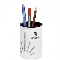 Pot à crayon en céramique blanche H 12,5 cm intérieur noir (vendu à l'unité)