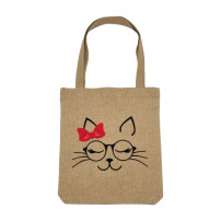 Sac shopping en tissu imitation chanvre beige - 33,5 x 38 cm (vendu à l'unité)