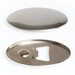 100 badges ovales ouvre-bouteille 45 mm x 69 mm