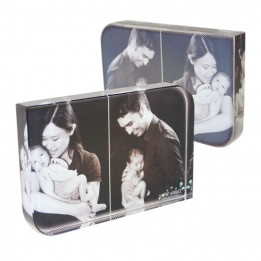 Bloc en cristal acrylique rectangulaire avec coins arrondis 15 x 10 cm avec coffret cadeau