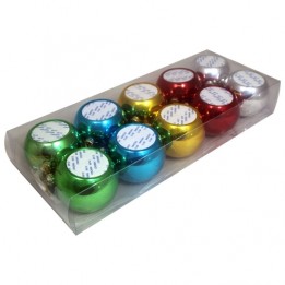 Boite comprenant 10 boules de Noël plastiques Ø 8 cm coloris panaché
