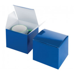 Boite cadeau bleue avec fixation pour mug 13 x 12 x 10,5 cm