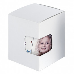 Boîte cadeau blanche avec fond à pliage automatique et fenêtre de visualisation 11,5 x 10 x 11 cm