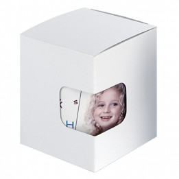 Boîte cadeau blanche avec fond à pliage automatique et fenêtre de visualisation 11,5 x 10 x 11 cm
