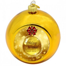 Boule de Noël Ø 8 cm coloris or à suspendre avec plaque sublimable (vendu à l'unité)