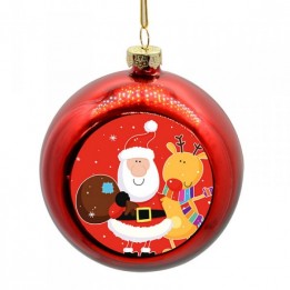 Boule de Noël Ø 8 cm coloris rouge à suspendre avec plaque sublimable (vendu à l'unité)