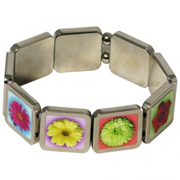 Bracelet métal brillant 9 carrés pour poignet personnalisable en sublimation