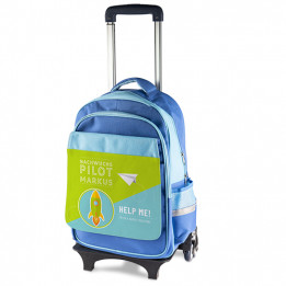 Chariot pour enfant bleu 30 x 43 x 12 cm sur roulettes avec plusieurs compartiments