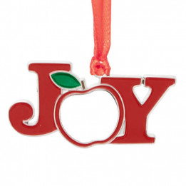Décoration de Noël à suspendre en métal forme JOY 6 x 3 cm (vendu à l'unité)
