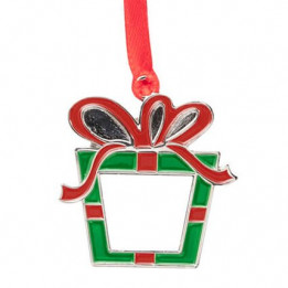 Décoration de Noël à suspendre en métal forme Boite cadeau 4,7 x 5 cm (vendu à l'unité)