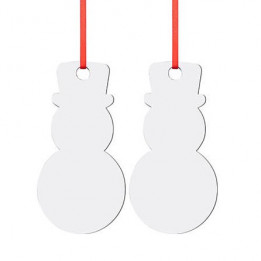 Décoration de Noël à suspendre en MDF recto/verso forme Bonhomme de neige 6,8 x 12 cm (vendu à l'unité)