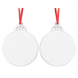 Décoration de Noël à suspendre en MDF recto/verso forme Boule de Noël 7,6 x 9,4 cm (vendu à l'unité)