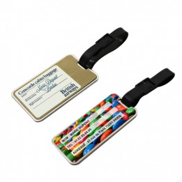 Etiquette bagage rectangulaire en métal 8 x 3,5 cm