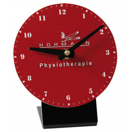 Horloge de table ronde plastique Ø 12 cm avec support noir (vendu à l'unité)