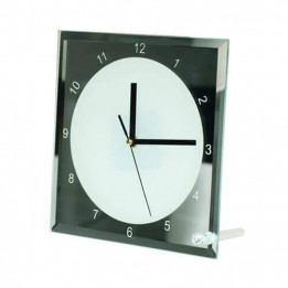 Horloge de bureau carré en verre miroir avec chiffres 20 x 20 cm épaisseur 4 mm (vendu à l'unité)