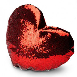Housse de coussin coeur rouge avec dos couleur 40 x 35 cm à sequins réversibles blancs pour sublimation (vendu à l'unité)