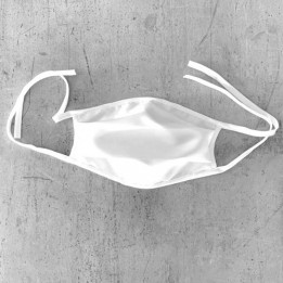 Masque respiratoire blanc 100% microfibres avec lanières sublimables 22 x 17 cm (vendu à l'unité)