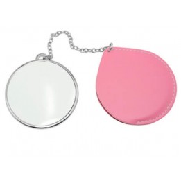 Miroir de poche rond rose personnalisable en sublimation 7 x 8 cm (vendu à l'unité)