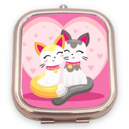 Miroir de poche pliable raffiné 6 x 7 cm coloris or rose (vendu à l'unité)