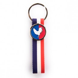 Lot de 100 porte-clés lanière tissu couleur "France" MR25-TF avec marquage rond 