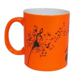 Mug céramique traité 100% polyester couleur orange fluo