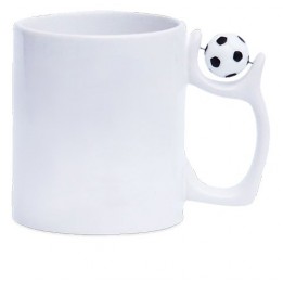 Mug en céramique blanche avec anse ballon de football