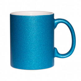 Mug Glitter pailleté en céramique bleu intérieur blanc Ø 8 cm H 9,8 cm