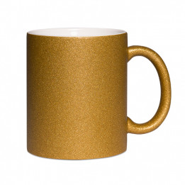 Mug Glitter pailleté en céramique or foncé intérieur blanc Ø 8 cm H 9 cm