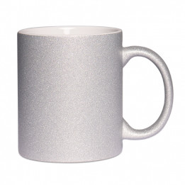Mug Glitter pailleté en céramique argent intérieur blanc Ø 8 cm H 9 cm