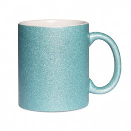 Mug Glitter pailleté en céramique bleu ciel intérieur blanc Ø 8 cm H 9,8 cm