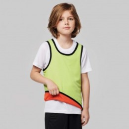 Chasuble enfant sportif réversible 100% polyester biais élastiqués- 2 tailles - 4 coloris