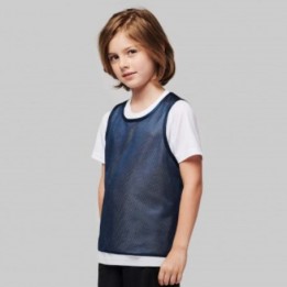 Chasuble enfant sportif réversible 100% polyester maille ajourée - 2 tailles - 4 coloris